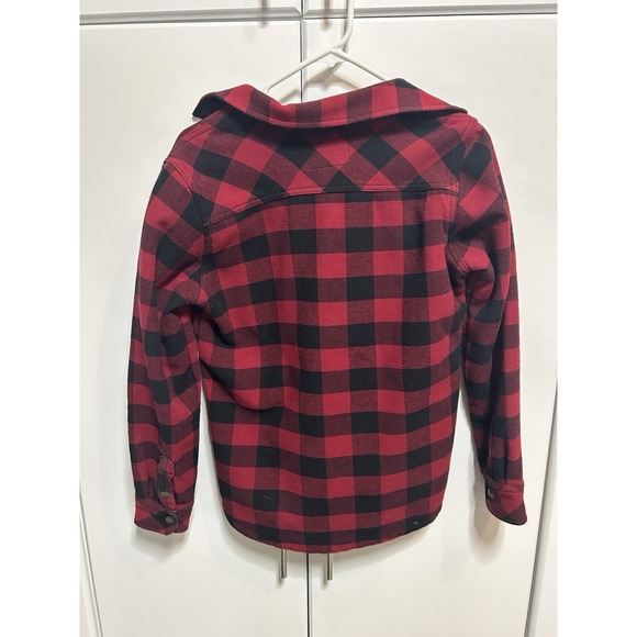 Orvis Fleece Lined Plaid Flannel Snap Shirt Jacket Shacket Red Black Women's S - Picture 4 of 4
